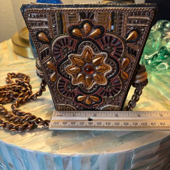 Handmade Beaded Mini Crossbody Bag Chain Strap Philippines Boho Chic Unique VTG - Picture 10 of 13